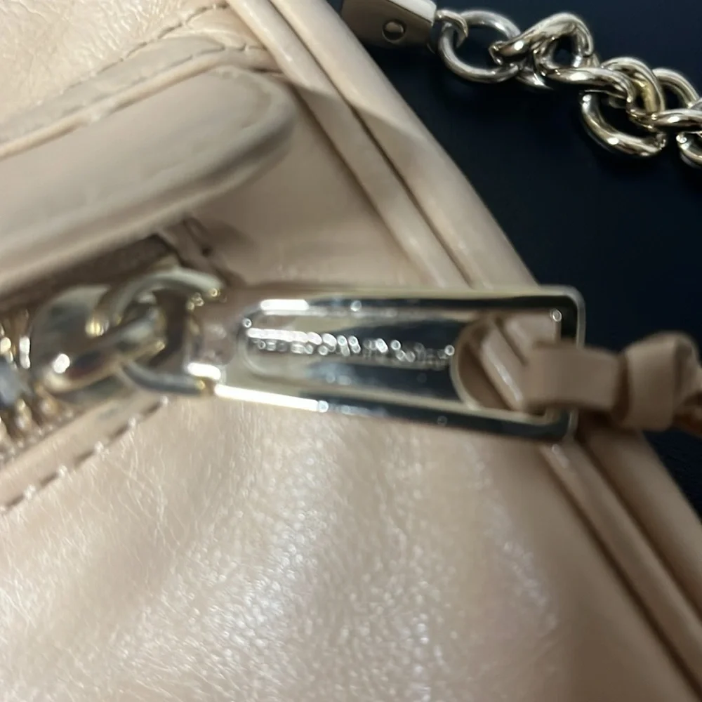 Rebecca Minkoff Mini MAC Tan leather Crossbody Gold Hardware fringe on zippers